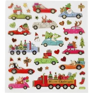 Stickers kører hjem til jul - 1 ark