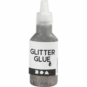 Sølv Glitterlim - 25 ml