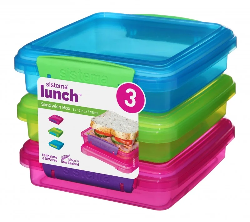 41647 Sistema - lunch sandwich box 450ml 3-pak Sistema - lunch sandwich box 450ml 3-pak