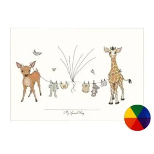 Gæsteplakat - dyr/tøjsnor fingeraftryk