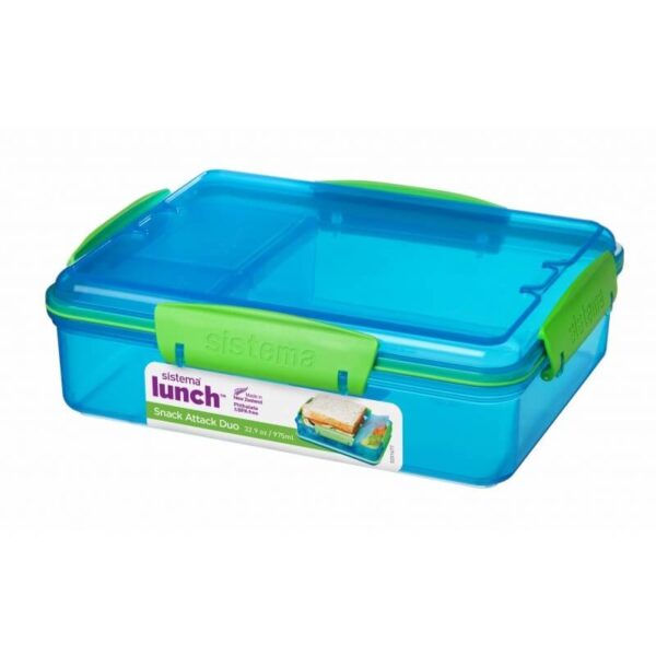 Sistema snack attack Duo 975ml - Blå/grøn