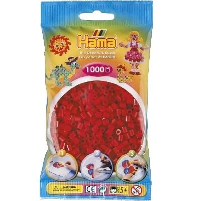 Hama midi perler 207-22 mørk rød – 1000 stk
