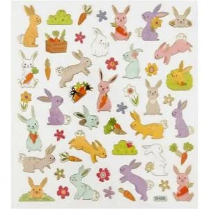 Stickers - påskeharer 1 ark