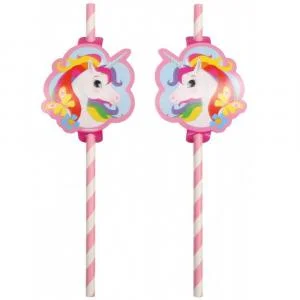 Enhjørning sugerør - 8 stk